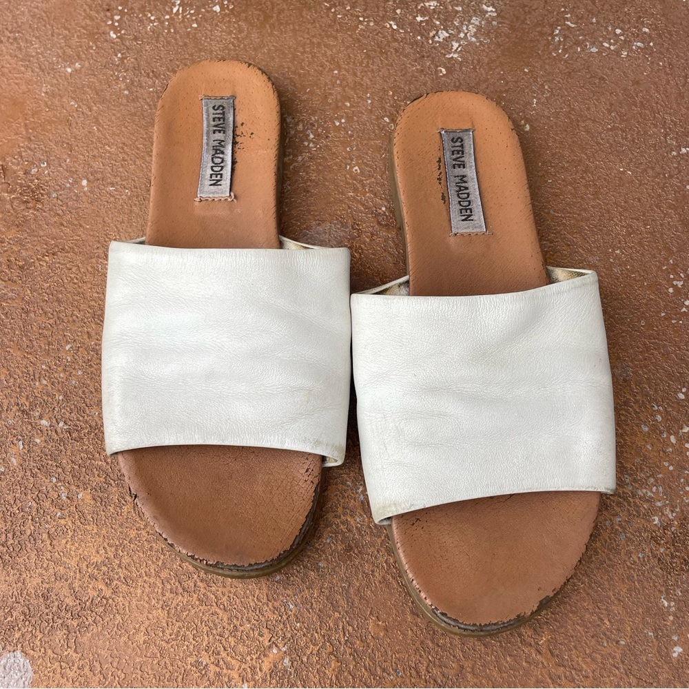 Steve Madden leather slide on sandals